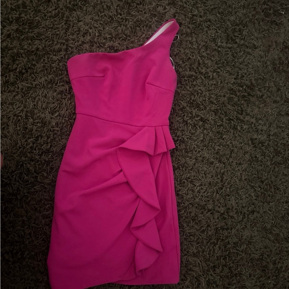 Hello Molly Fuchsia One-Shoulder Dress